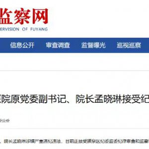 阜陽市第五人民醫(yī)院原黨委副書記、院長孟曉琳被查！